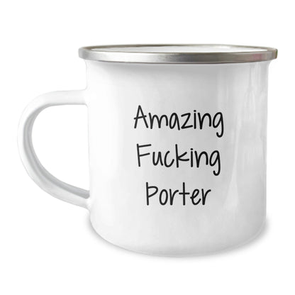 Funny Porter Gifts from Friends for Graduation Unique Camping Mug, Amazing Quote Inside, 12 oz Stainless Steel with Enamel Finish - The Buy Boom