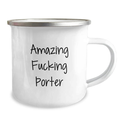 Funny Porter Gifts from Friends for Graduation Unique Camping Mug, Amazing Quote Inside, 12 oz Stainless Steel with Enamel Finish - The Buy Boom