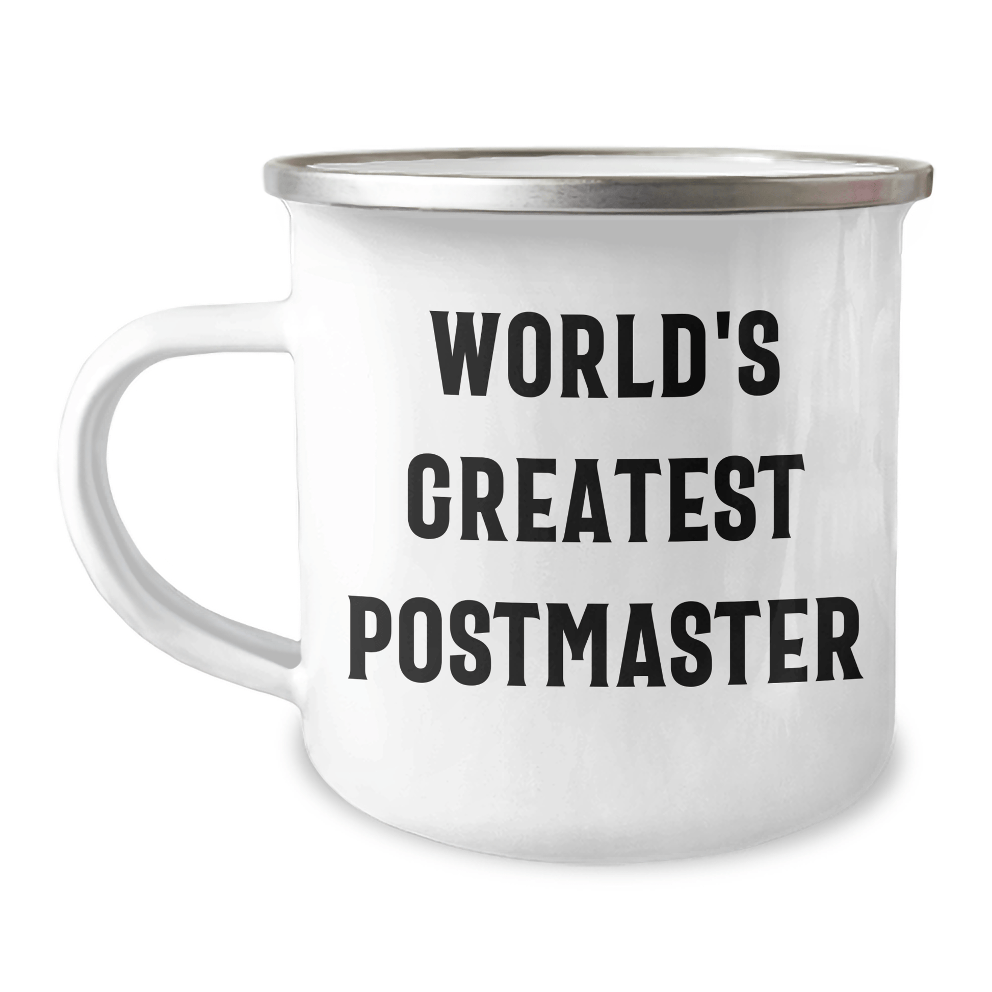 Funny Postmaster Gifts for Men from World's Greatest Postmaster, Camping Mug for Father's Day, Perfect for Outdoor Enthusiasts, 12 oz Stainless Steel with Enamel Finish - The Buy Boom