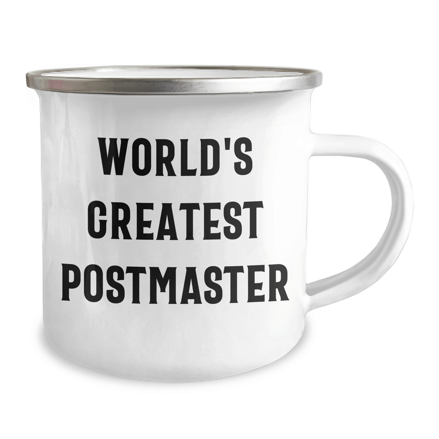 Funny Postmaster Gifts for Men from World's Greatest Postmaster, Camping Mug for Father's Day, Perfect for Outdoor Enthusiasts, 12 oz Stainless Steel with Enamel Finish - The Buy Boom