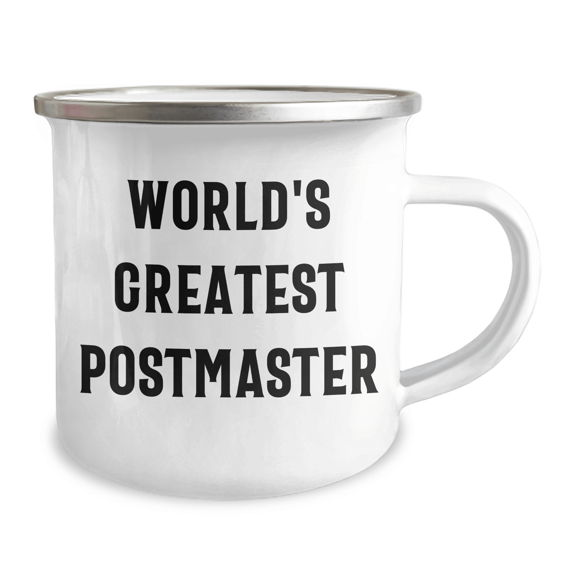 Funny Postmaster Gifts for Men from World's Greatest Postmaster, Camping Mug for Father's Day, Perfect for Outdoor Enthusiasts, 12 oz Stainless Steel with Enamel Finish - The Buy Boom