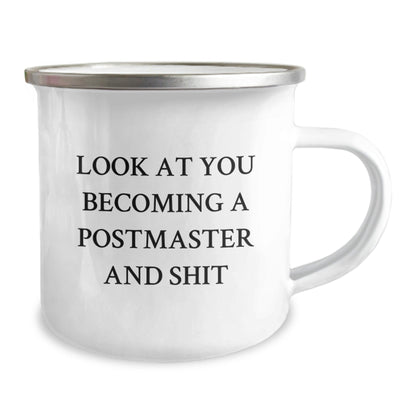 Funny Postmaster Gifts for Men, Unique Camping Mug with Inspirational Quote, Gifts from Friends to Postmaster on Christmas - The Buy Boom