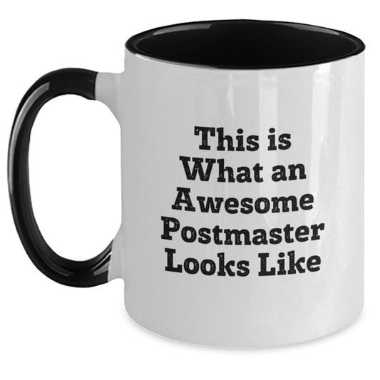 Funny Postmaster Gifts from Friends, Unique Two Tone Coffee Mugs for Graduation, 'This Is What An Awesome Postmaster Looks Like' Quote, Gifts for Postmaster, Postmaster Appreciation - The Buy Boom