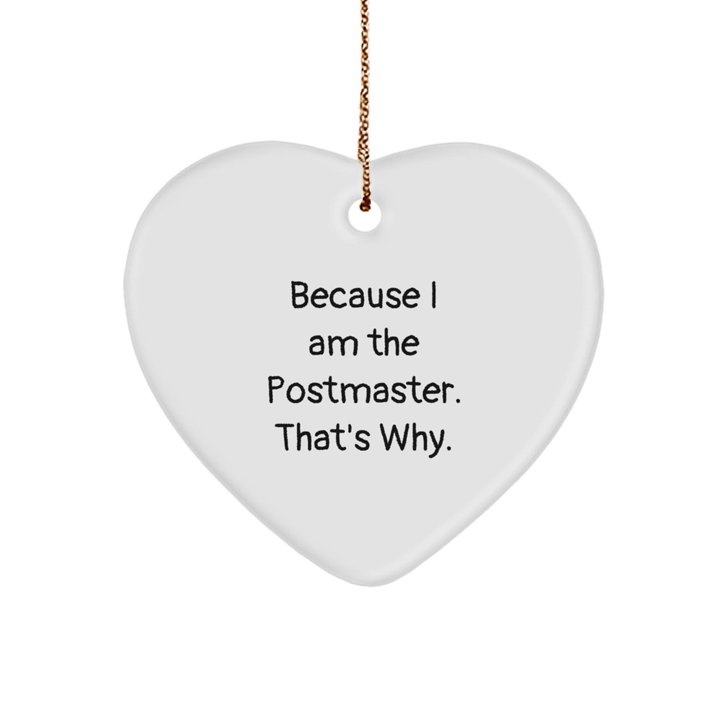 Funny Postmaster Heart Ornament Gifts from Friends to Postmaster, Unique Christmas Decorations for Postmasters, Heart Shaped Ornament with Gold Cord - The Buy Boom