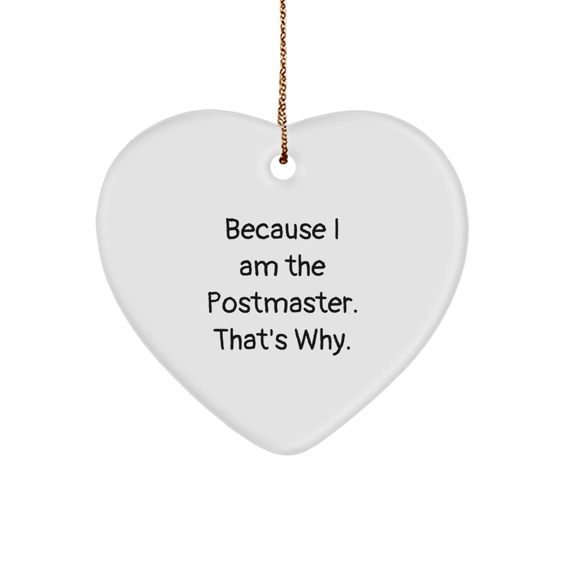 Funny Postmaster Heart Ornament Gifts from Friends to Postmaster, Unique Christmas Decorations for Postmasters, Heart Shaped Ornament with Gold Cord - The Buy Boom