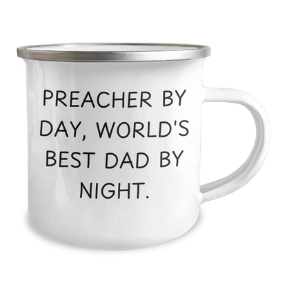 Funny Preacher Gifts for Men - Preacher By Day, World's Best Dad By Night. Camping Mug, Gift from Friends or Family for Father's Day - The Buy Boom