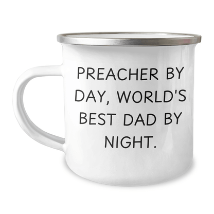 Funny Preacher Gifts for Men - Preacher By Day, World's Best Dad By Night. Camping Mug, Gift from Friends or Family for Father's Day - The Buy Boom