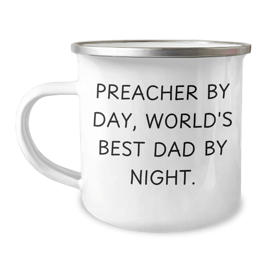 Funny Preacher Gifts for Men - Preacher By Day, World's Best Dad By Night. Camping Mug, Gift from Friends or Family for Father's Day - The Buy Boom