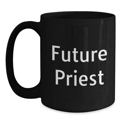 Funny Priest Gifts from Mom for Future Priest - Black Ceramic 11oz Coffee Mug, Perfect for a Clergyman's Christmas Unique Gifts - The Buy Boom