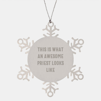 Funny Priest Gifts, Snowflake Ornament for Christmas, 'This Is What An Awesome Priest Looks Like' Quote, Gifts from Men for Priest, Unique Snowflake Ornament, Priestly Delight - The Buy Boom