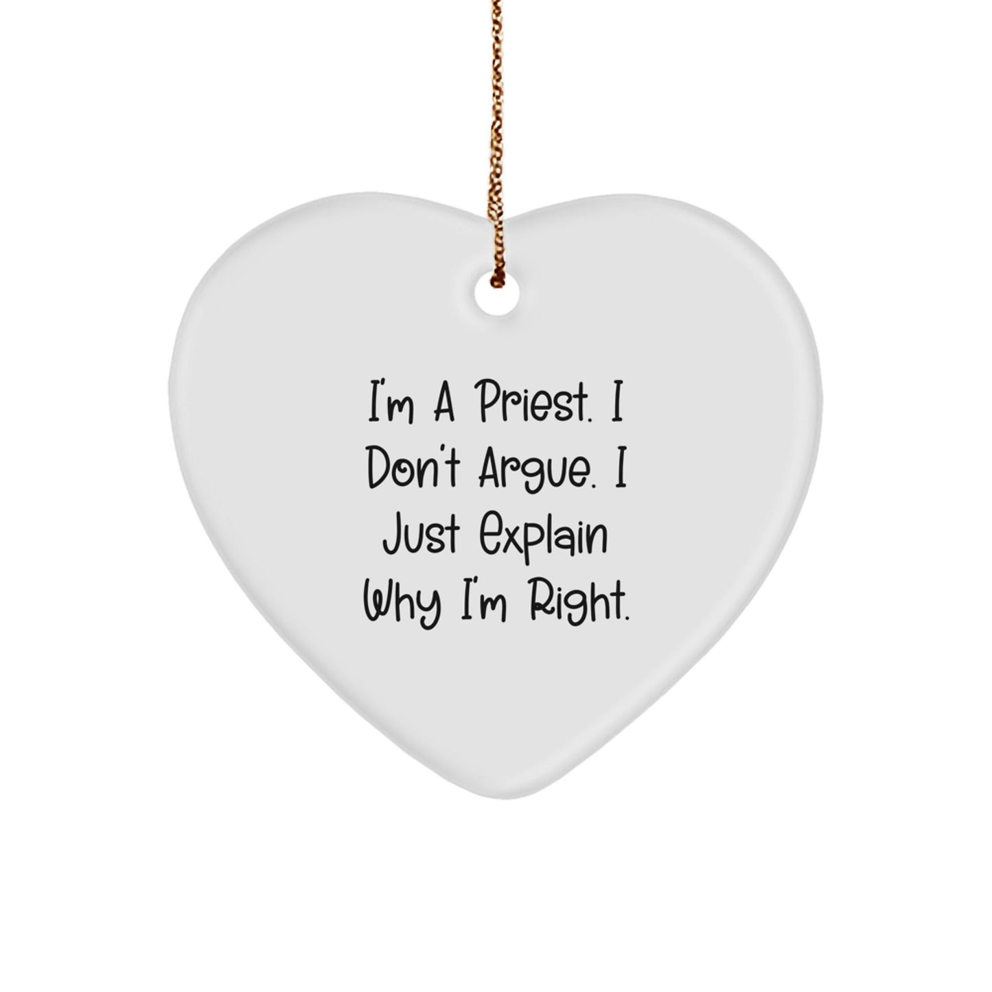 Funny Priest Quotes Heart Ornament Gifts from Men for Christmas Unique Presents for Him - The Buy Boom