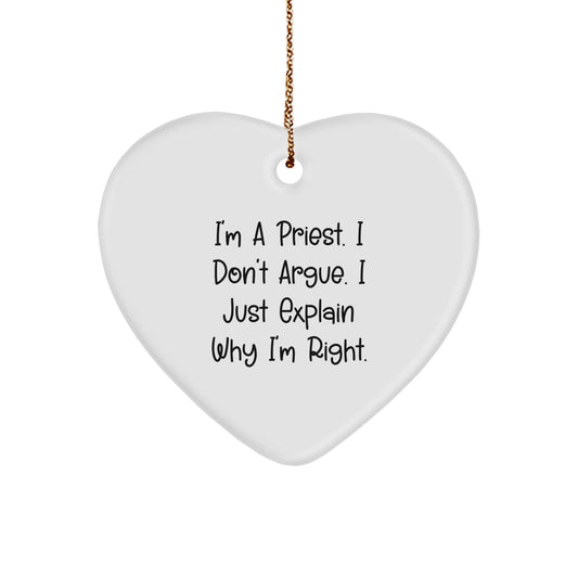 Funny Priest Quotes Heart Ornament Gifts from Men for Christmas Unique Presents for Him - The Buy Boom