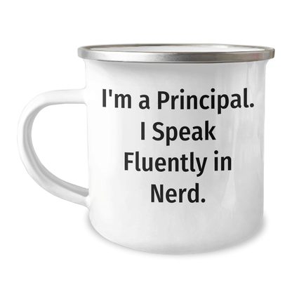 Funny Principal Camping Mug – I Speak Fluent Genius – Gift for Mom - The Buy Boom