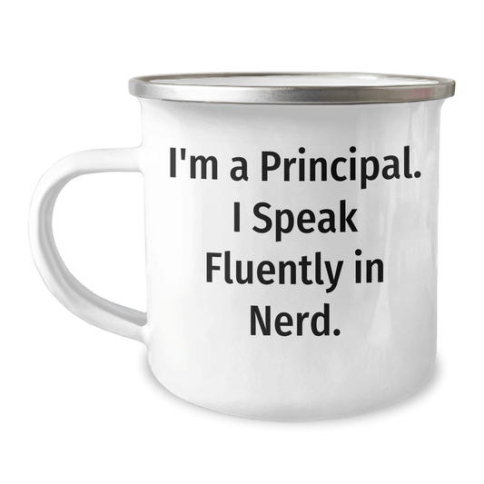 Funny Principal Camping Mug – I Speak Fluent Genius – Gift for Mom - The Buy Boom