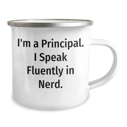 Funny Principal Camping Mug – I Speak Fluent Genius – Gift for Mom - The Buy Boom