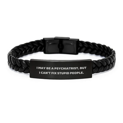 Funny Psychiatrist Gifts for Men from Friends - Interlaced Leather Bracelet with Stainless Steel and PU Leather - The Buy Boom