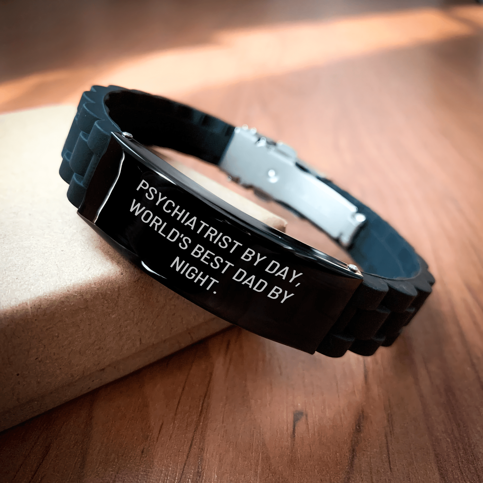 Funny Psychiatrist Gifts - Glide lock Clasp Bracelet for Men - World's Best Dad By Night. - Father's Day Unique Gifts from Family - The Buy Boom