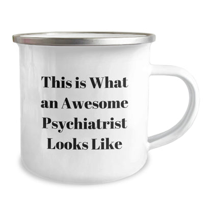 Funny Psychiatrist Gifts, 'This Is What An Awesome Psychiatrist Looks Like' Enamel Camping Mug for Graduation, Gifts from Friends, Family, or Coworkers for Men, Women, or Family - The Buy Boom