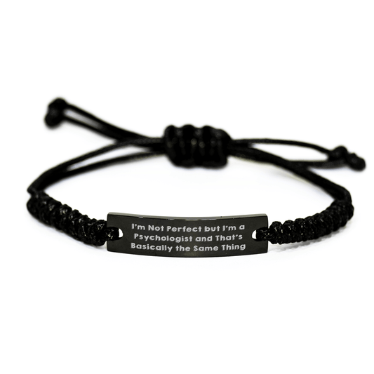 Funny Psychologist Gifts from Men to Friends, 'I'm Not Perfect' Rope Bracelet for Father's Day, Adjustable Black Stainless Steel - The Buy Boom