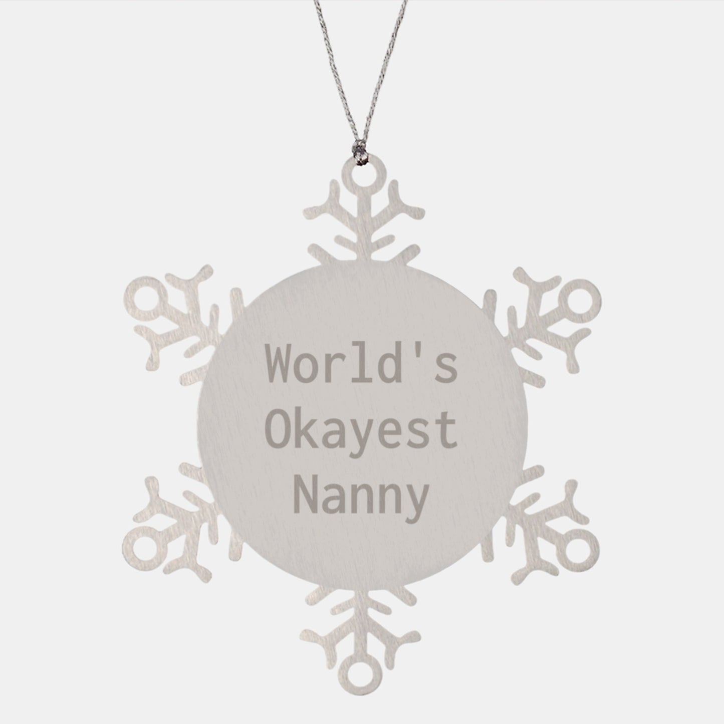Funny Quote Gifts for Nanny, World's Okayest Nanny, Snowflake Ornament, Christmas Unique Gifts from Family - The Buy Boom