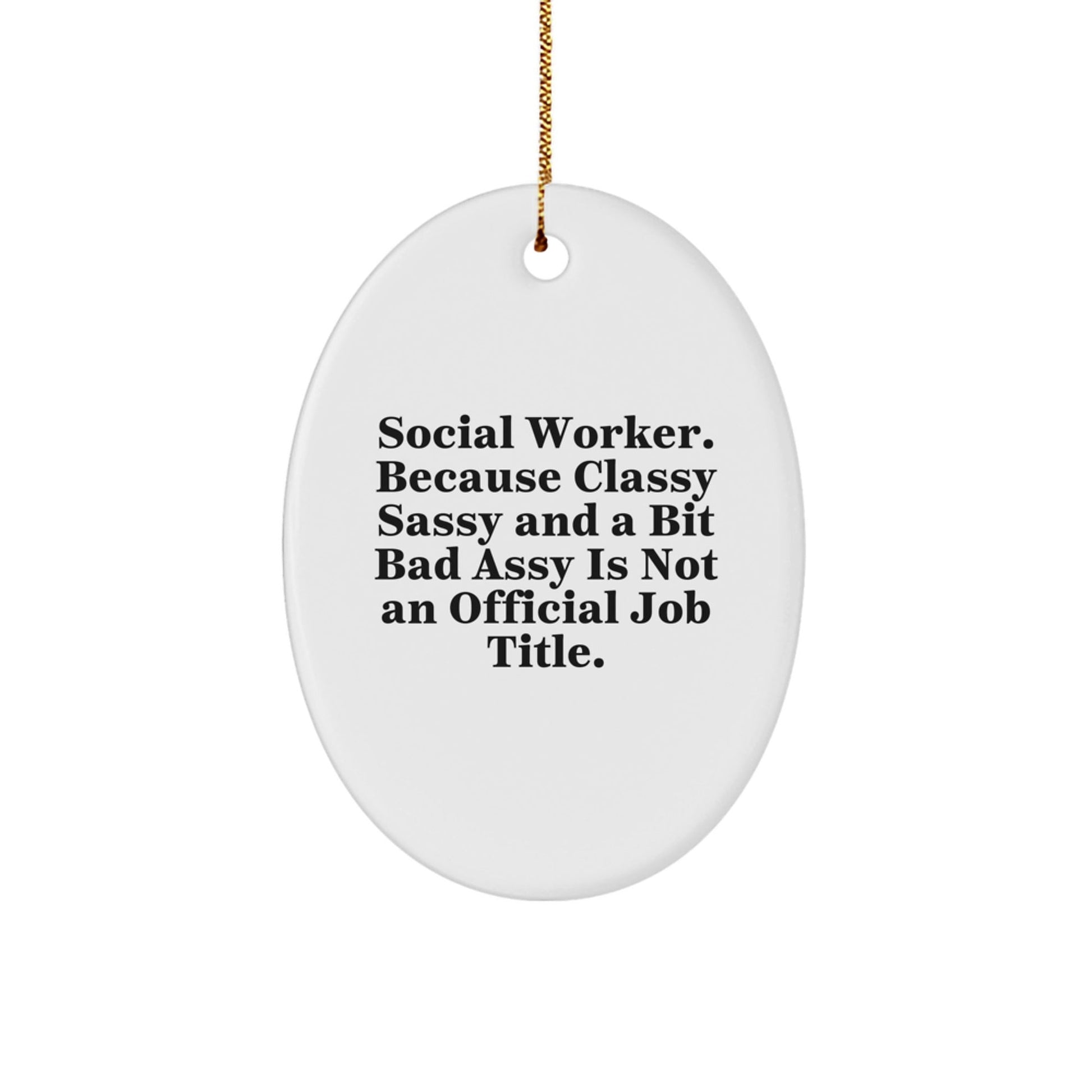 Funny Quote Gifts for Social Worker, Oval Ornament, White, Christmas Unique Gifts from Friends, Coworkers, Family - The Buy Boom