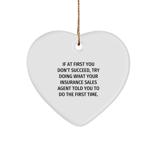 Funny Quote Gifts from Men to Insurance Sales Agent Heart Ornament for Christmas Unique Decorations - The Buy Boom