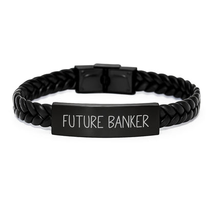 Funny Quote Interlaced Leather Bracelet for Future Banker Christmas Unique Gifts from Men to Colleagues, Friends and Family Wearing Stainless Steel and PU Leather - The Buy Boom
