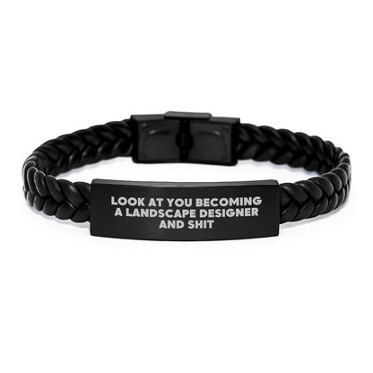 Funny Quote Landscape Designer Christmas Unique Gifts for Friends, Men, Women Interlaced Leather Bracelet from Family, Coworkers, Unique Presents - The Buy Boom