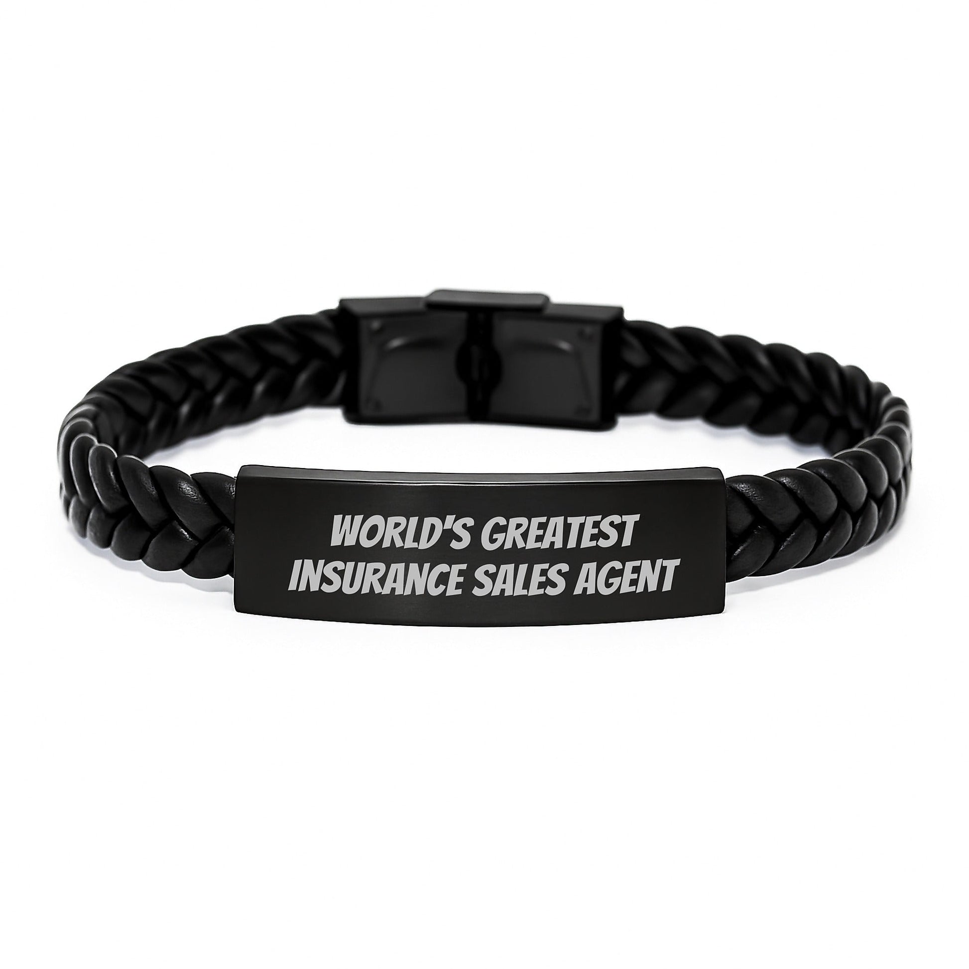 Funny Quote World's Greatest Insurance Sales Agent Interlaced Leather Bracelet Gifts for Insurance Sales Agent Men Birthday Unique Present from Family - The Buy Boom