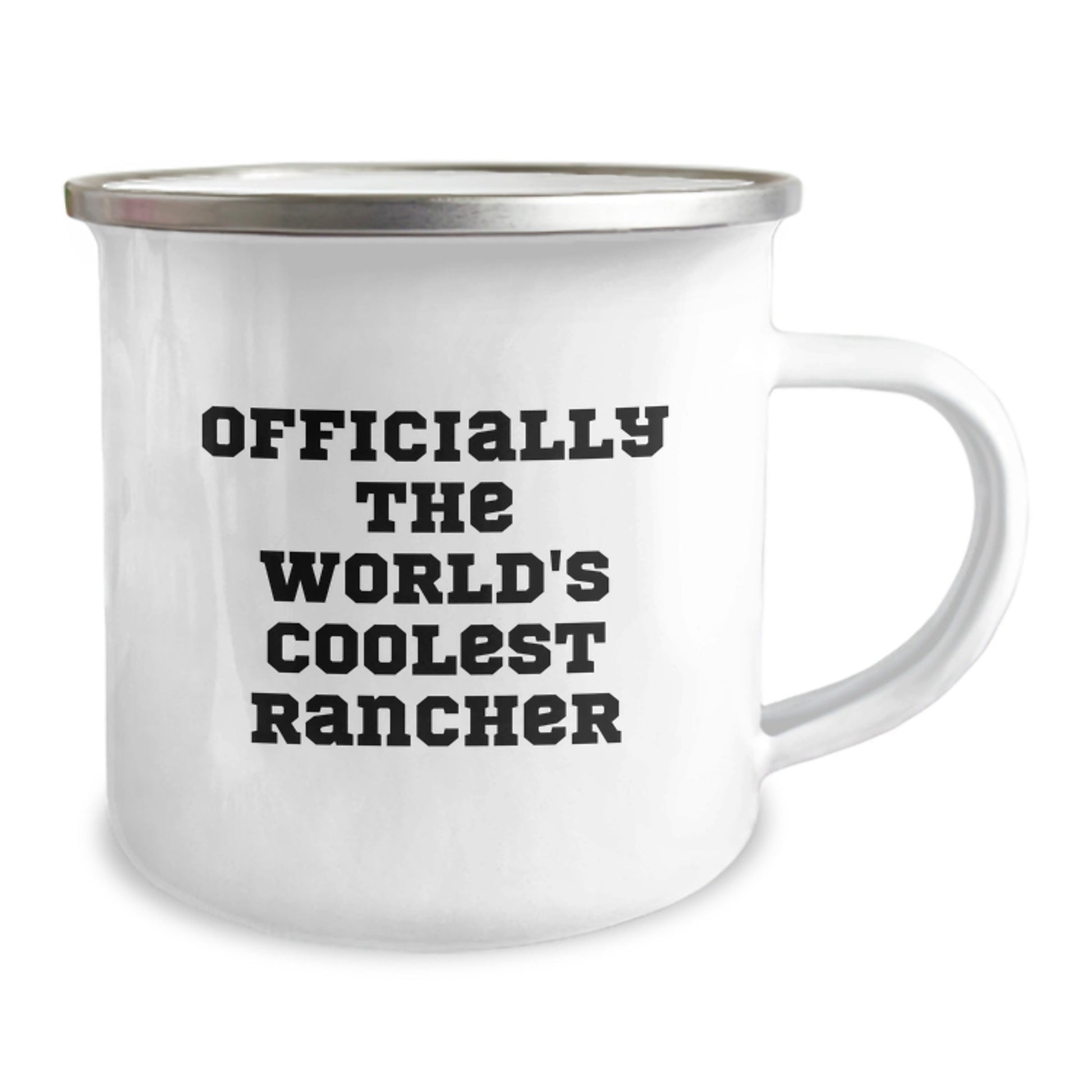 Funny Rancher Gifts from Men for Christmas Unique Gifts - Officially The World's Coolest Rancher Camping Mug, 12 oz Stainless Steel with Enamel Finish - The Buy Boom