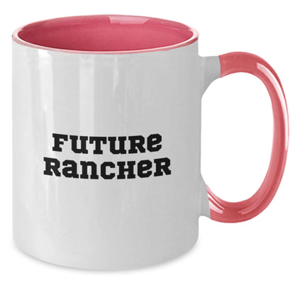 Funny Rancher Gifts from Men - Future Rancher Two Tone Coffee Mug for Him, Inspirational Christmas Unique Rancher Mugs for Coworkers - The Buy Boom