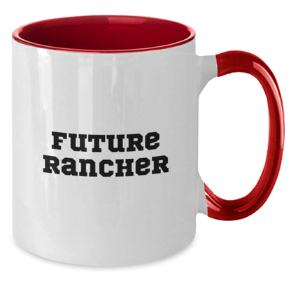 Funny Rancher Gifts from Men - Future Rancher Two Tone Coffee Mug for Him, Inspirational Christmas Unique Rancher Mugs for Coworkers - The Buy Boom