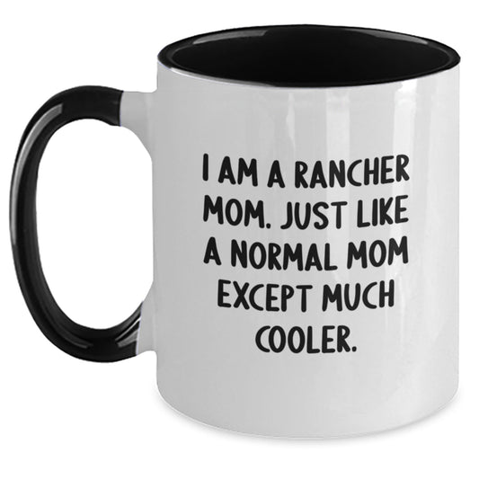 Funny Rancher Gifts from Mom for Rancher Women, Two Tone Coffee Mug, I Am A Rancher Mom, Christmas Unique Gifts - The Buy Boom