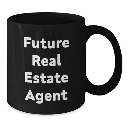 Funny Real Estate Agent Gifts for Men and Women, Black Coffee Mug, 'Future Real Estate Agent' Quote, Gifts from Friends, Unique Christmas Unique Gifts - The Buy Boom