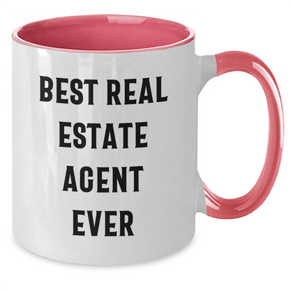 Funny Real Estate Agent Gifts from Family, Friends, or Coworkers - Best Real Estate Agent Ever Two Tone Coffee Mug for Real Estate Agent, Men, or Women - Father's Day Unique Gifts - The Buy Boom