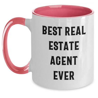 Funny Real Estate Agent Gifts from Family, Friends, or Coworkers - Best Real Estate Agent Ever Two Tone Coffee Mug for Real Estate Agent, Men, or Women - Father's Day Unique Gifts - The Buy Boom