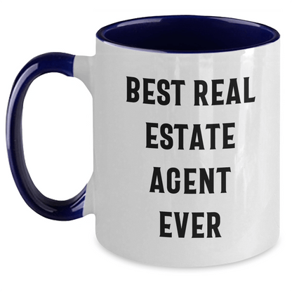 Funny Real Estate Agent Gifts from Family, Friends, or Coworkers - Best Real Estate Agent Ever Two Tone Coffee Mug for Real Estate Agent, Men, or Women - Father's Day Unique Gifts - The Buy Boom