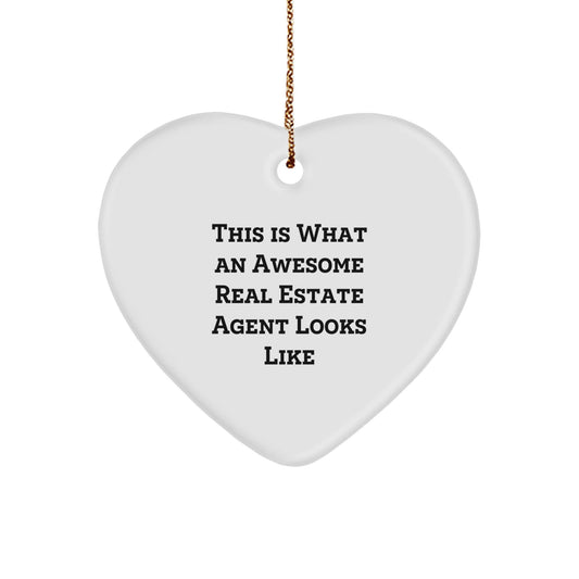 Funny Real Estate Agent Gifts from Family, Unique Heart Ornament 'This Is What An Awesome Real Estate Agent Looks Like' for Christmas - The Buy Boom