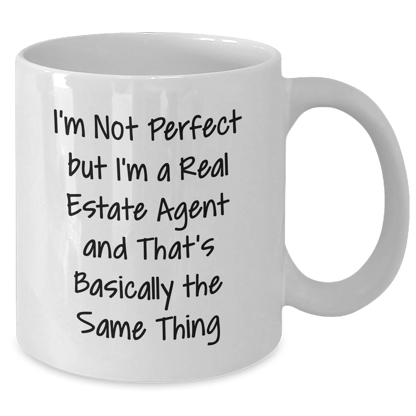 Funny Real Estate Agent Gifts from Friends, Gifts for Real Estate Agent Dad on Father's Day, White Coffee Mug with 'I'm Not Perfect But I'm A Real Estate Agent' Quote - The Buy Boom