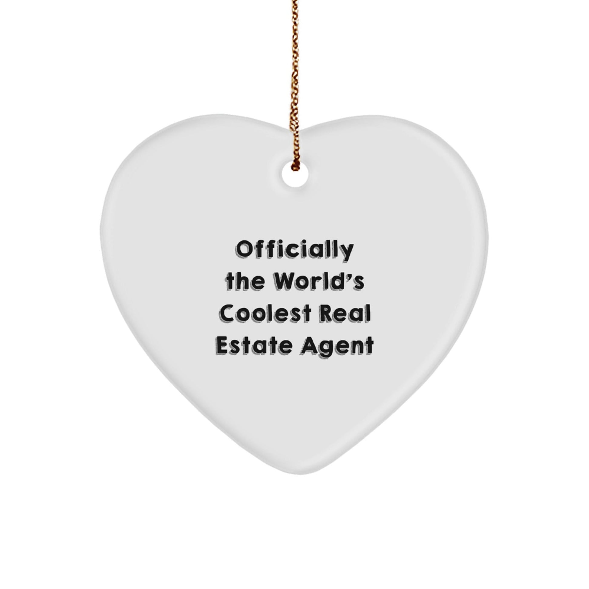 Funny Real Estate Agent Gifts from Men - 'Officially The World's Coolest Real Estate Agent' Heart Ornament for Christmas Unique Gifts - The Buy Boom