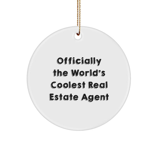 Funny Real Estate Agent Gifts from Men to Women - Officially The World's Coolest Real Estate Agent Christmas Unique Ornaments - The Buy Boom