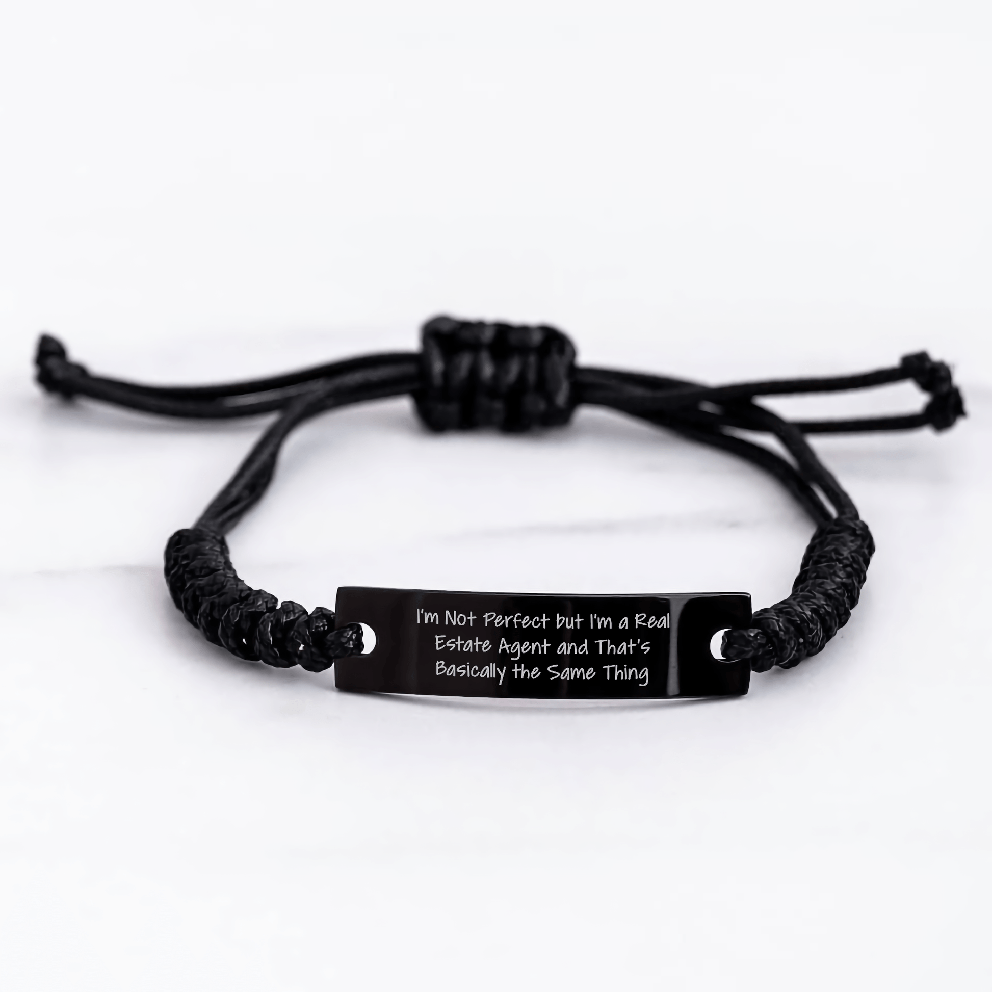 Funny Real Estate Agent Gifts, I'm Not Perfect But I'm A Real Estate Agent And That's Basically The Same Thing, Father's Day Unique Rope Bracelte for Men, Gifts from Family - The Buy Boom