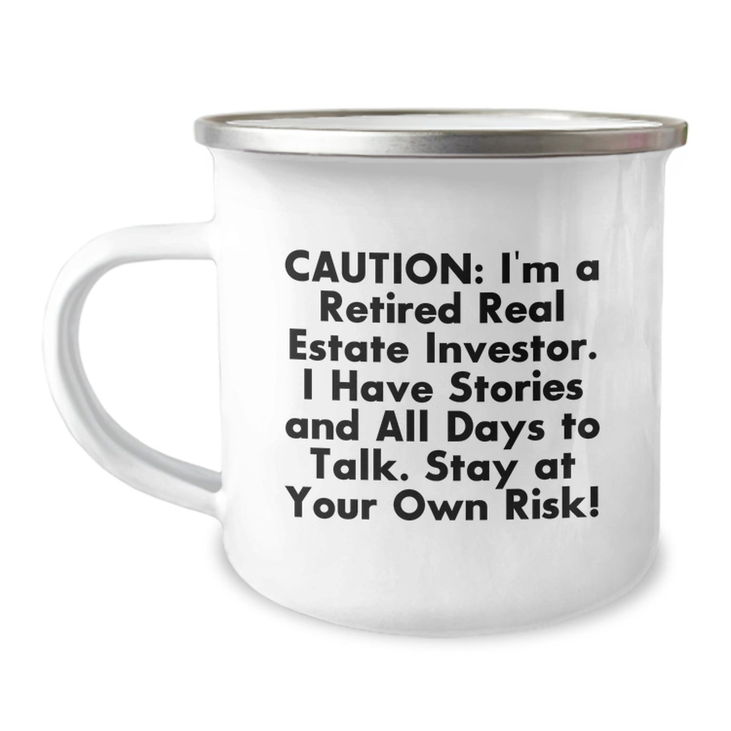 Funny Real Estate Investor Gift, 'Caution: I'm A Retired Real Estate Investor...' Camping Mug for Men, Real Estate Investor Graduation Unique Gifts from Friends and Family - The Buy Boom