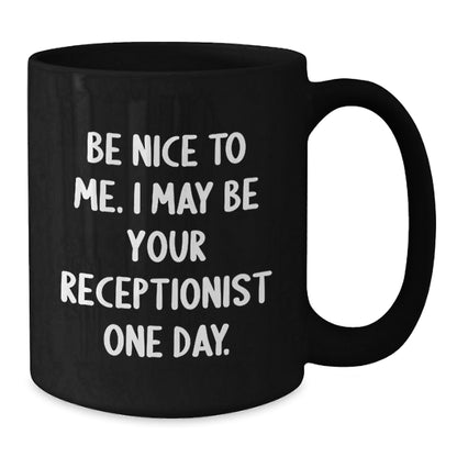 Funny Receptionist Gifts for Friends, Christmas Unique Gifts from Coworkers, Black Coffee Mugs with Inspirational Quote - The Buy Boom