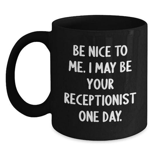 Funny Receptionist Gifts for Friends, Christmas Unique Gifts from Coworkers, Black Coffee Mugs with Inspirational Quote - The Buy Boom