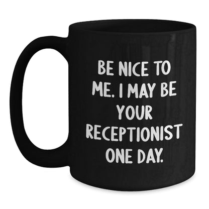 Funny Receptionist Gifts for Friends, Christmas Unique Gifts from Coworkers, Black Coffee Mugs with Inspirational Quote - The Buy Boom