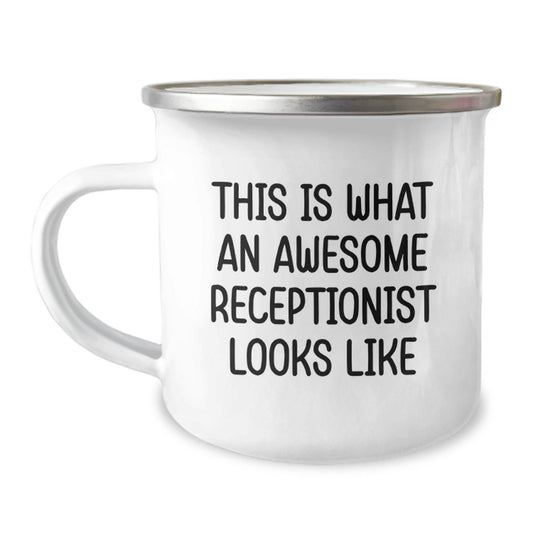 Funny Receptionist Gifts from Friends for Graduation Unique Gifts - This Is What An Awesome Receptionist Looks Like Camping Mug - The Buy Boom