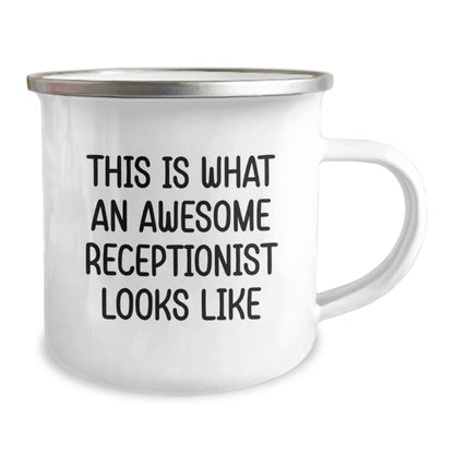 Funny Receptionist Gifts from Friends for Graduation Unique Gifts - This Is What An Awesome Receptionist Looks Like Camping Mug - The Buy Boom