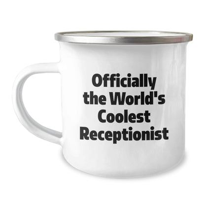 Funny Receptionist Gifts from Friends - Officially The World's Coolest Receptionist Camping Mug for Christmas Unique Gifts - The Buy Boom