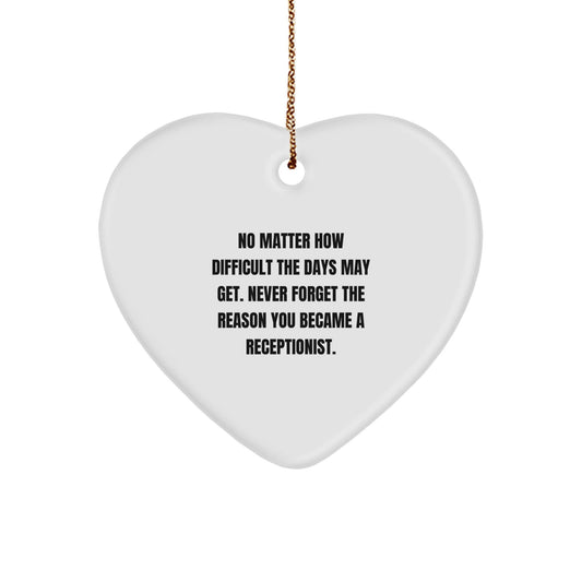 Funny Receptionist Heart Ornament Gifts from Coworkers to Receptionist Colleagues, Inspirational Christmas Unique Gifts - The Buy Boom